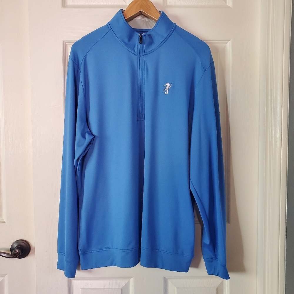 Adidas Golf Shirt Midlayer Blue 1/4 Zip Long Sleeves Men's Size Large Pullover
